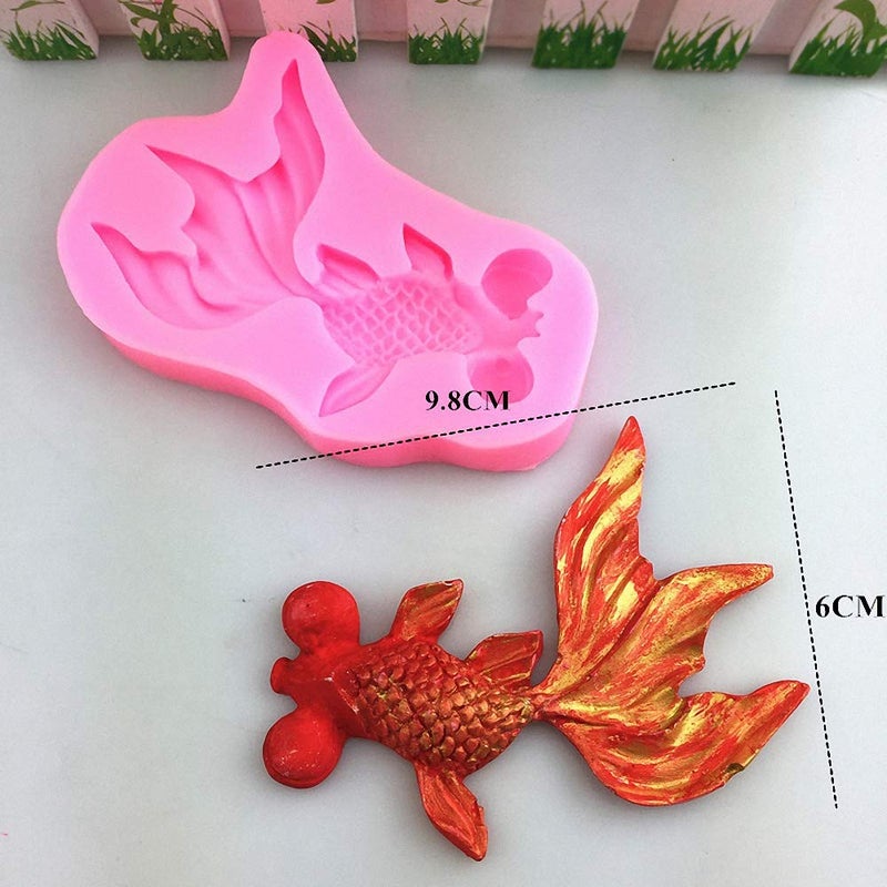 HiParty 2Pcs/Set Koi Fish & Goldfish Fondant Mold, Carp Silicone Molds for Chocolate Candy Cake Cupcake Decoration Gum Paste Polymer Clay Soap Resin Crayon Melts - Image 3